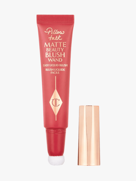 Charlotte Tilbury Pillow Talk Matte Beauty Blush Wand in squeeze tube component on light gray background