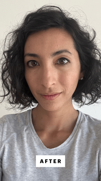 Selfie of Deanna Pai after applying the Stila Stay All Day Waterproof Liquid Eyeliner.