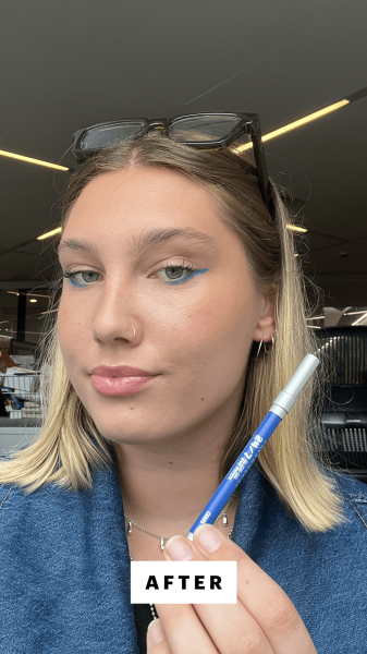 Gunderman after applying the Urban Decay 247 Glide On Waterproof Eyeliner Pencil