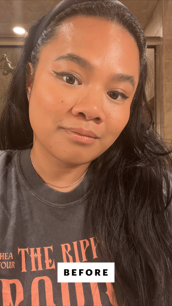 Calaor before applying the Charlotte Tilbury Unreal Lip Cheek Glow Blush Stick with Hyaluronic Acid