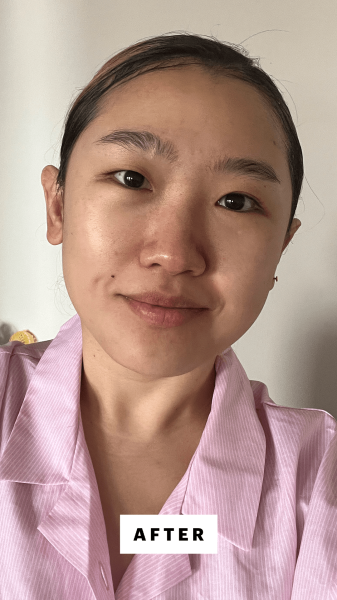 Han after applying the Origins Clear Improvement Active Charcoal Mask to Clear Pores