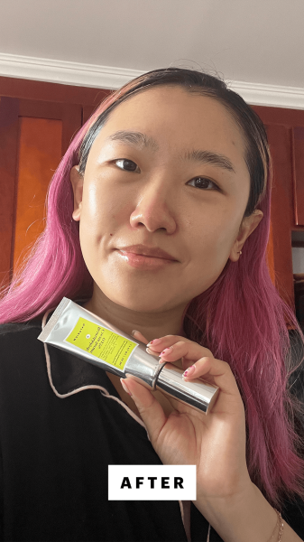 Han after applying the Naturium Retinaldehyde Cream Serum 0.15